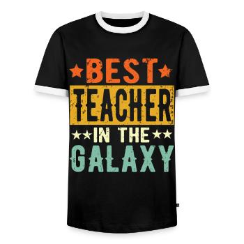 Best Teacher Ever Teacher Gift - Men's Ringer Shirt - black/white - Front - AI Model Female 172 light (172cm) & AI Model Male 178 light (178cm)