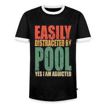 Piscine Dire Drôle - T-shirt contrasté Homme - noir/blanc - Devant - AI Model Female 172 light (172cm) & AI Model Male 178 light (178cm)