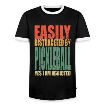 Pickleball saying funny - Men's Ringer Shirt - black/white - Front - AI Model Female 172 light (172cm) & AI Model Male 178 light (178cm)
