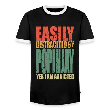 Bird shooting saying funny - Men's Ringer Shirt - black/white - Front - AI Model Female 172 light (172cm) & AI Model Male 178 light (178cm)