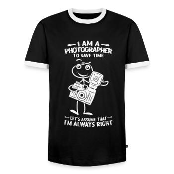 Funny lover of photography - I am - Men's Ringer Shirt - black/white - Front - AI Model Female 172 light (172cm) & AI Model Male 178 light (178cm)