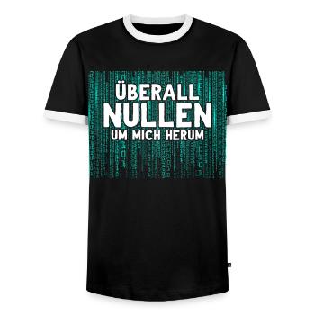 Überall Nullen Um Mich Herum Nerd Programmierer - Männer Kontrast-T-Shirt - Schwarz/Weiß - Vorne - AI Model Female 172 light (172cm) & AI Model Male 178 light (178cm)