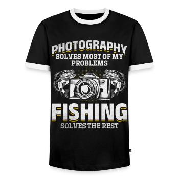 Fotografie löst die meisten meiner Probleme beim - Männer Kontrast-T-Shirt - Schwarz/Weiß - Vorne - AI Model Female 172 light (172cm) & AI Model Male 178 light (178cm)