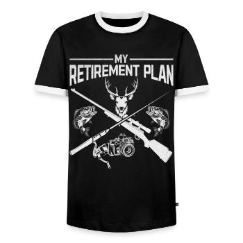Retirement Provision for Photographers Photography Hunting & - Men's Ringer Shirt - black/white - Front - AI Model Female 172 light (172cm) & AI Model Male 178 light (178cm)