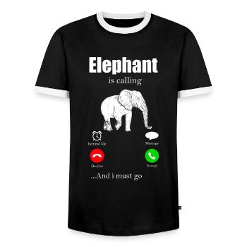 Elephant Elephant Elephant Proboscis Zoo Circus - Men's Ringer Shirt - black/white - Front - AI Model Female 172 light (172cm) & AI Model Male 178 light (178cm)