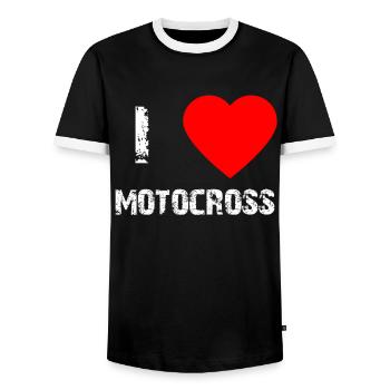 Motocross - Men's Ringer Shirt - black/white - Front - AI Model Female 172 light (172cm) & AI Model Male 178 light (178cm)