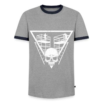 Scaffolding Builder Gift Work Occupation Construction Worker Job - Men's Ringer Shirt - grey/navy  - Front - AI Model Female 172 light (172cm) & AI Model Male 178 light (178cm)