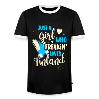 Finlande - T-shirt contrasté Homme - noir/blanc - Devant - AI Model Female 172 light (172cm) & AI Model Male 178 light (178cm)