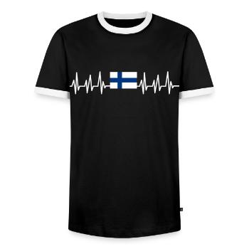 Finland Gift Holiday Lapland Home Finland - Men's Ringer Shirt - black/white - Front - AI Model Female 172 light (172cm) & AI Model Male 178 light (178cm)