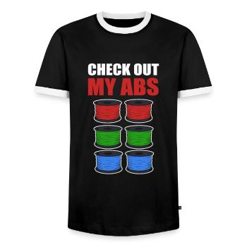 Check Out My ABS 3D Printing 3D Printer Lover - Men's Ringer Shirt - black/white - Front - AI Model Female 172 light (172cm) & AI Model Male 178 light (178cm)