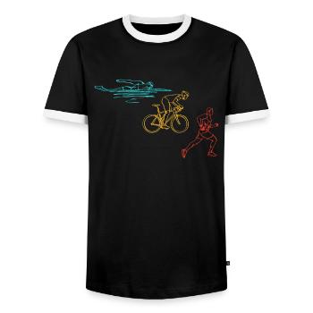 Triathlon Training Triathlet Geschenk - Männer Kontrast-T-Shirt - Schwarz/Weiß - Vorne - AI Model Female 172 light (172cm) & AI Model Male 178 light (178cm)