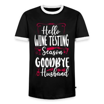 Sommelier Wine Drinking Tasting - Männer Kontrast-T-Shirt - Schwarz/Weiß - Vorne - AI Model Female 172 light (172cm) & AI Model Male 178 light (178cm)