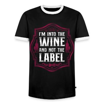 Sommelier Wine Drinking Tasting - Men's Ringer Shirt - black/white - Front - AI Model Female 172 light (172cm) & AI Model Male 178 light (178cm)