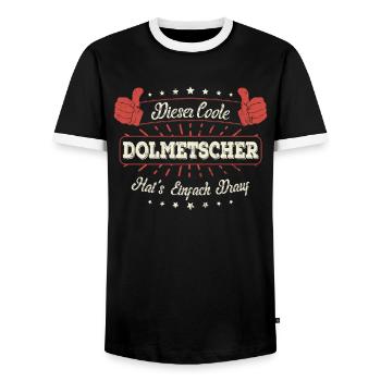 Dieser Coole Dolmetscher Geschenk Kollegen Spruch - Männer Kontrast-T-Shirt - Schwarz/Weiß - Vorne - AI Model Female 172 light (172cm) & AI Model Male 178 light (178cm)