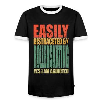 Rollerskating saying funny - Men's Ringer Shirt - black/white - Front - AI Model Female 172 light (172cm) & AI Model Male 178 light (178cm)