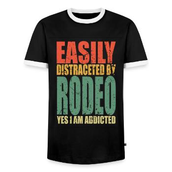 Rodeo saying funny - Men's Ringer Shirt - black/white - Front - AI Model Female 172 light (172cm) & AI Model Male 178 light (178cm)