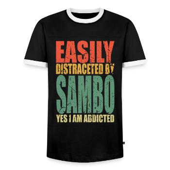 Sambo disant drôle - T-shirt contrasté Homme - noir/blanc - Devant - AI Model Female 172 light (172cm) & AI Model Male 178 light (178cm)