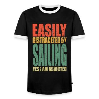 Naviguer en disant drôle - T-shirt contrasté Homme - noir/blanc - Devant - AI Model Female 172 light (172cm) & AI Model Male 178 light (178cm)
