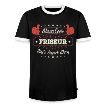 Dieser Coole Friseur Geschenk Kollegen Spruch - Männer Kontrast-T-Shirt - Schwarz/Weiß - Vorne - AI Model Female 172 light (172cm) & AI Model Male 178 light (178cm)