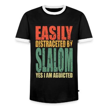 Slalom en disant drôle - T-shirt contrasté Homme - noir/blanc - Devant - AI Model Female 172 light (172cm) & AI Model Male 178 light (178cm)
