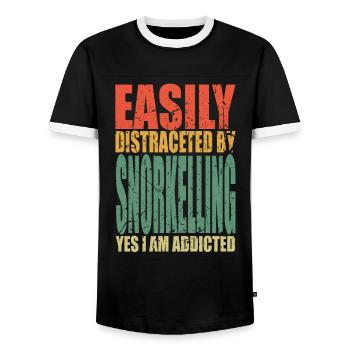 Snorkeling en disant drôle - T-shirt contrasté Homme - noir/blanc - Devant - AI Model Female 172 light (172cm) & AI Model Male 178 light (178cm)
