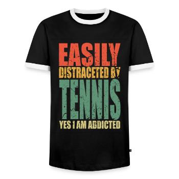 Le tennis dit drôle - T-shirt contrasté Homme - noir/blanc - Devant - AI Model Female 172 light (172cm) & AI Model Male 178 light (178cm)