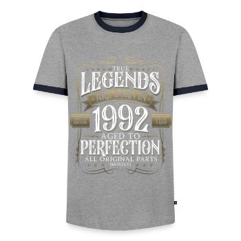 Légende 1992 30e anniversaire Cadeau Hommes Drôle - T-shirt contrasté Homme - gris/marine  - Devant - AI Model Female 172 light (172cm) & AI Model Male 178 light (178cm)