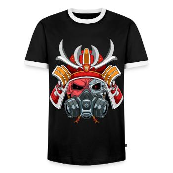 Cyborg Samurai-Krieger Bushido Cyber-Ästhetik - Männer Kontrast-T-Shirt - Schwarz/Weiß - Vorne - AI Model Female 172 light (172cm) & AI Model Male 178 light (178cm)