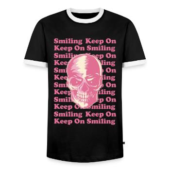 Danish Pastel Aesthetic Gothic Skull Goth - Men's Ringer Shirt - black/white - Front - AI Model Female 172 light (172cm) & AI Model Male 178 light (178cm)