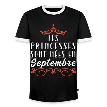 Les Princesse Sont Nées En Septembre Anniversaire - T-shirt contrasté Homme - noir/blanc - Devant - AI Model Female 172 light (172cm) & AI Model Male 178 light (178cm)