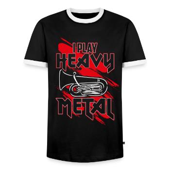 I Play Heavy Metal - Tuba spileler - Männer Kontrast-T-Shirt - Schwarz/Weiß - Vorne - AI Model Female 172 light (172cm) & AI Model Male 178 light (178cm)