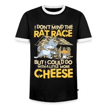 I Don't Mind The Rat Race für einen - Männer Kontrast-T-Shirt - Schwarz/Weiß - Vorne - AI Model Female 172 light (172cm) & AI Model Male 178 light (178cm)