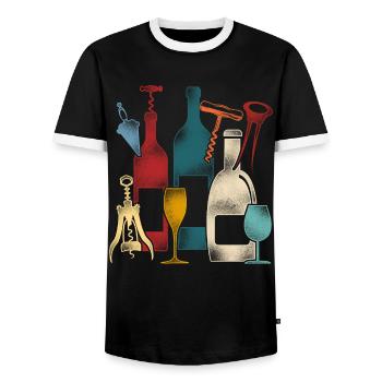 Sommelier Wine Drinking Tasting - Männer Kontrast-T-Shirt - Schwarz/Weiß - Vorne - AI Model Female 172 light (172cm) & AI Model Male 178 light (178cm)