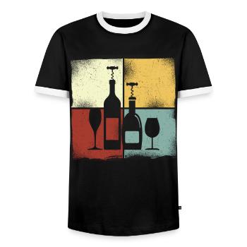 Sommelier Wine Drinking Tasting - Männer Kontrast-T-Shirt - Schwarz/Weiß - Vorne - AI Model Female 172 light (172cm) & AI Model Male 178 light (178cm)