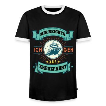 Mir reichts ich geh auf Kreuzfahrt - Männer Kontrast-T-Shirt - Schwarz/Weiß - Vorne - AI Model Female 172 light (172cm) & AI Model Male 178 light (178cm)