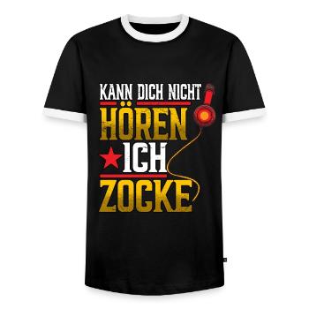 Zocken Gaming Kann Dich Nicht Hören Ich Zocke - Männer Kontrast-T-Shirt - Schwarz/Weiß - Vorne - AI Model Female 172 light (172cm) & AI Model Male 178 light (178cm)