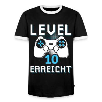 Level 10 Erreicht Gamer - Männer Kontrast-T-Shirt - Schwarz/Weiß - Vorne - AI Model Female 172 light (172cm) & AI Model Male 178 light (178cm)