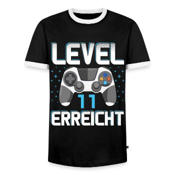 Level 11 Erreicht Gamer - Männer Kontrast-T-Shirt - Schwarz/Weiß - Vorne - AI Model Female 172 light (172cm) & AI Model Male 178 light (178cm)