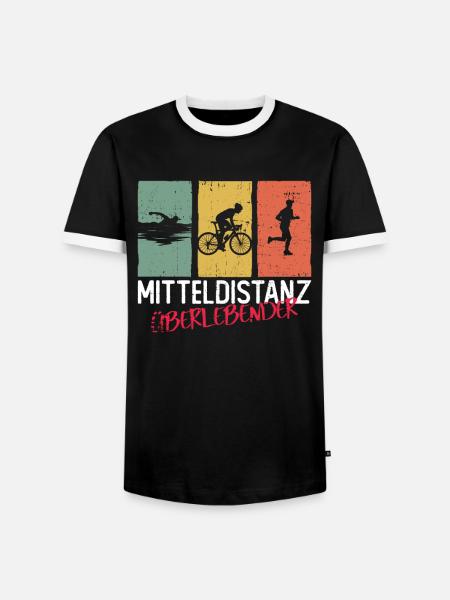 Mitteldistanz Überlebender - Triathlon - Männer Kontrast-T-Shirt - Schwarz/Weiß