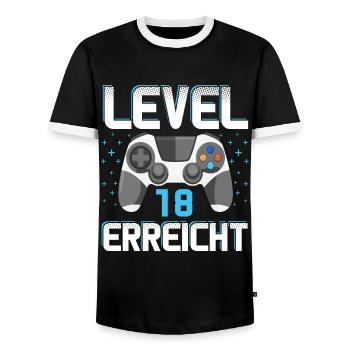 Level 18 Erreicht Gamer - Männer Kontrast-T-Shirt - Schwarz/Weiß - Vorne - AI Model Female 172 light (172cm) & AI Model Male 178 light (178cm)
