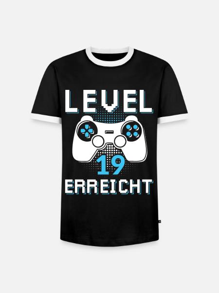 Level 19 Erreicht Gamer - Männer Kontrast-T-Shirt - Schwarz/Weiß