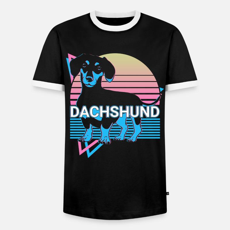 Dackel Retro - Männer Kontrast-T-Shirt - Schwarz/Weiß