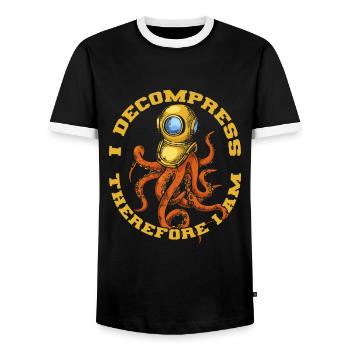 Scuba Diving Divers Diving - Men's Ringer Shirt - black/white - Front - AI Model Female 172 light (172cm) & AI Model Male 178 light (178cm)