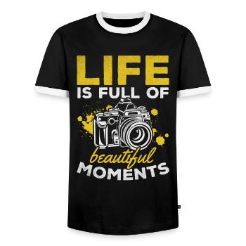 Das Fotografie-Leben ist voller schöner Momente - - Männer Kontrast-T-Shirt - Schwarz/Weiß - Vorne - AI Model Female 172 light (172cm) & AI Model Male 178 light (178cm)