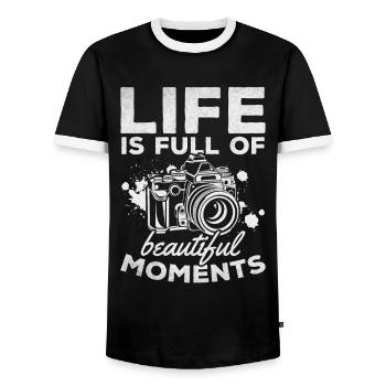Das Fotografie-Leben ist voller schöner Momente - - Männer Kontrast-T-Shirt - Schwarz/Weiß - Vorne - AI Model Female 172 light (172cm) & AI Model Male 178 light (178cm)