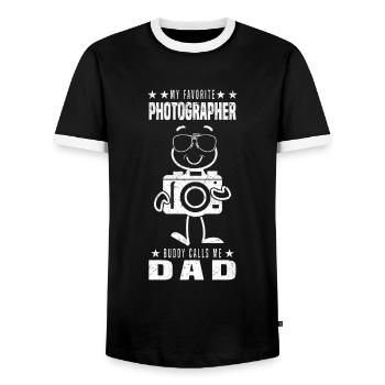 My favorite photographer Buddy calls me Dad - Men's Ringer Shirt - black/white - Front - AI Model Female 172 light (172cm) & AI Model Male 178 light (178cm)