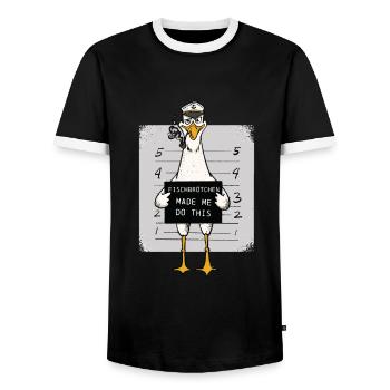 Fischbrötchen Möwe Norddeutsch - Männer Kontrast-T-Shirt - Schwarz/Weiß - Vorne - AI Model Female 172 light (172cm) & AI Model Male 178 light (178cm)