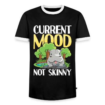 Current Mood Not Skinny Nilpfed für eine Nilpferd - Männer Kontrast-T-Shirt - Schwarz/Weiß - Vorne - AI Model Female 172 light (172cm) & AI Model Male 178 light (178cm)