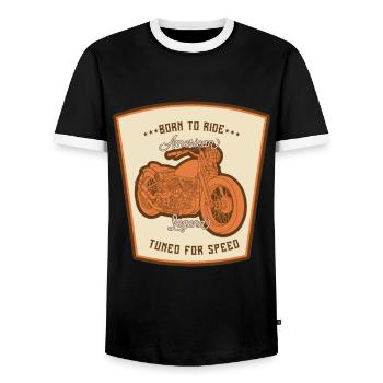 Bikers, motorcyclists - Men's Ringer Shirt - black/white - Front - AI Model Female 172 light (172cm) & AI Model Male 178 light (178cm)