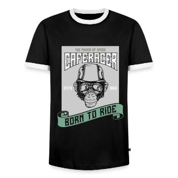 Bikers, motorcyclists - Men's Ringer Shirt - black/white - Front - AI Model Female 172 light (172cm) & AI Model Male 178 light (178cm)